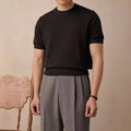Round Neck Short Sleeve Knitted T-shirt